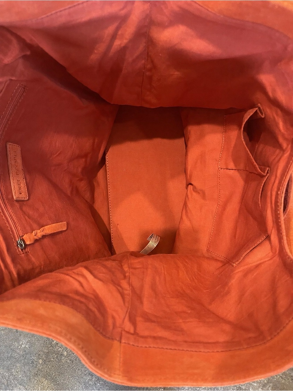 NWT Free People Suede Caravan Tote Red Orange - Picture 5 of 6